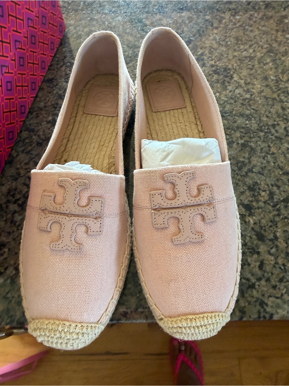Tory Burch Blush Pink Canvas Espadrille Slip-Ons